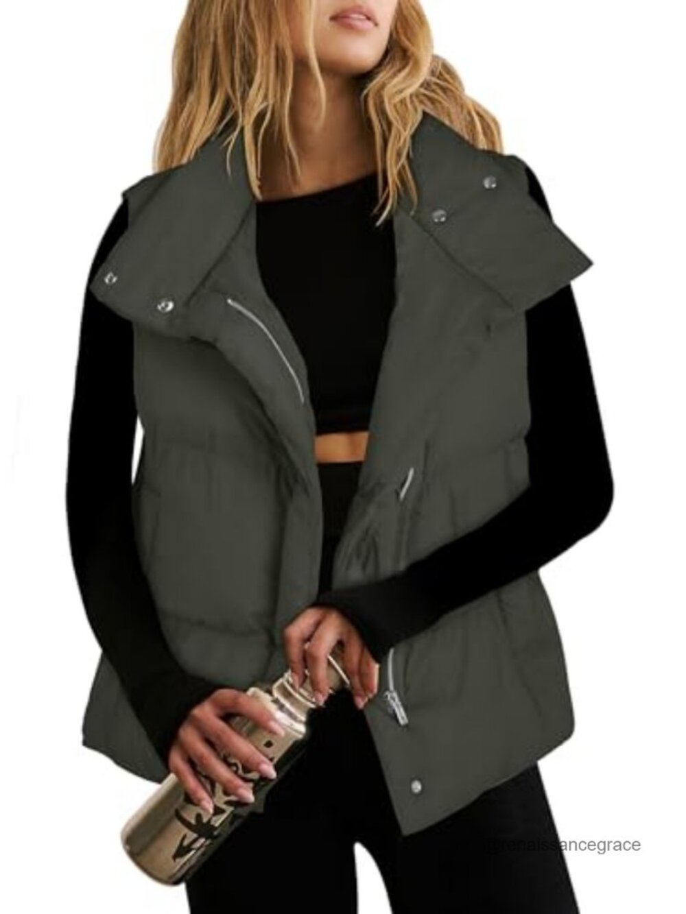 Quilted Puffer Vest Zip Up Sleeveless Winter Gilet